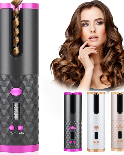 Rechargeable Automatic Hair Curler Women Portable Hair Curling Iron LCD Display Ceramic Curly Rotating Curling Wave Styer