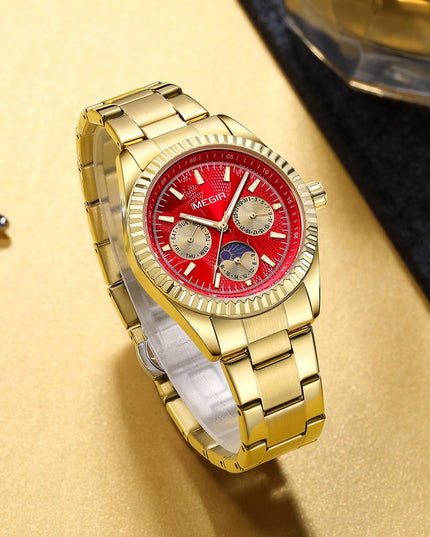 Lunar Phase Business Steel-Strap Waterproof Quartz Men's Watch