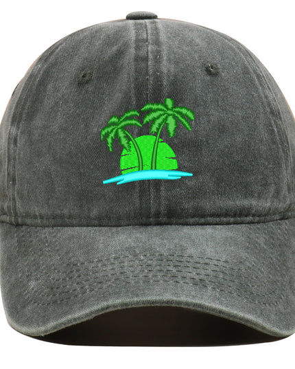 Coconut Embroidery Pattern Washed Old Soft Top Baseball Cap