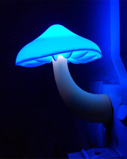 LED Night Light Mushroom Wall Socket Lamp EU US Plug Warm White Light-control Sensor Bedroom Light Home Decoration