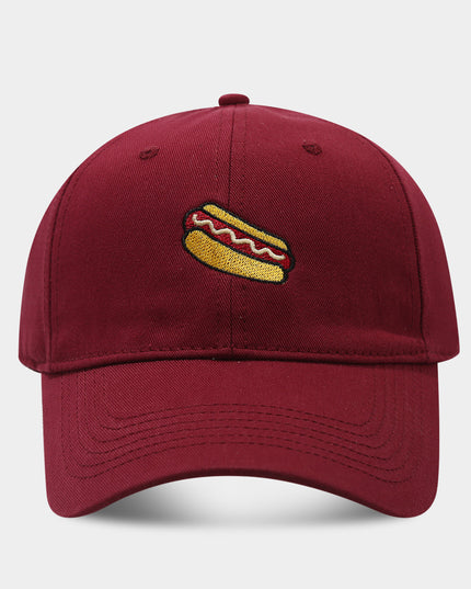 Hot Dog Embroidery Pattern Soft Top Peak Cap