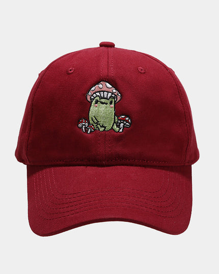 Cute Cartoon Frog Mushroom Embroidered Baseball Cap