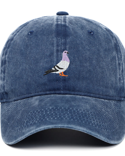 Pigeon Embroidered Washed Sun Hat