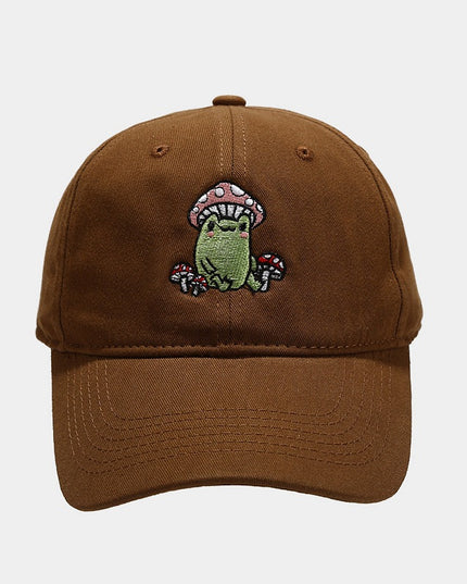Cute Cartoon Frog Mushroom Embroidered Baseball Cap
