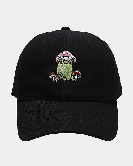 Cute Cartoon Frog Mushroom Embroidered Baseball Cap