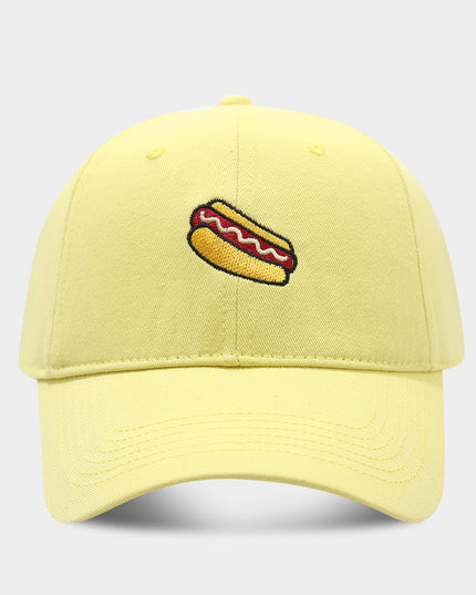 Hot Dog Embroidery Pattern Soft Top Peak Cap