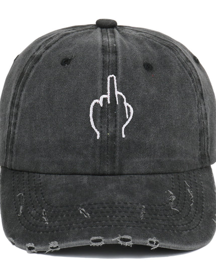 Retro Gesture Embroidered Peaked Cap Women's Make Old Ripped Baseball