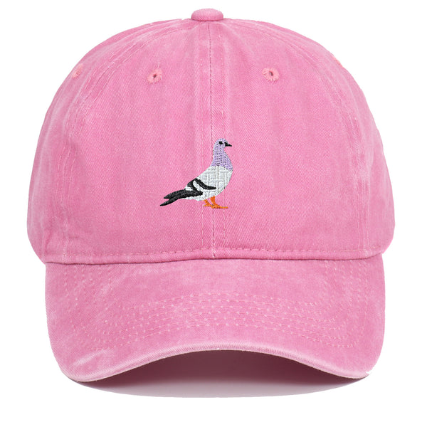 Pigeon Embroidered Washed Sun Hat
