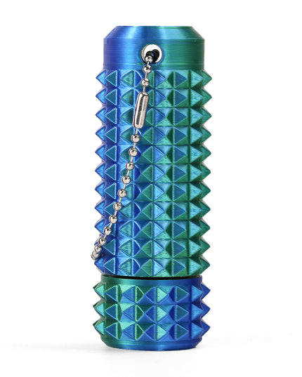 2RD GEN Stress Relief Fidget Keychain 28g --Thick Spike Blue-Green Grip, Rotatable Bearing For Focus & Palm Massage,