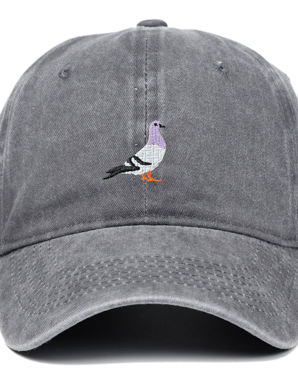 Pigeon Embroidered Washed Sun Hat