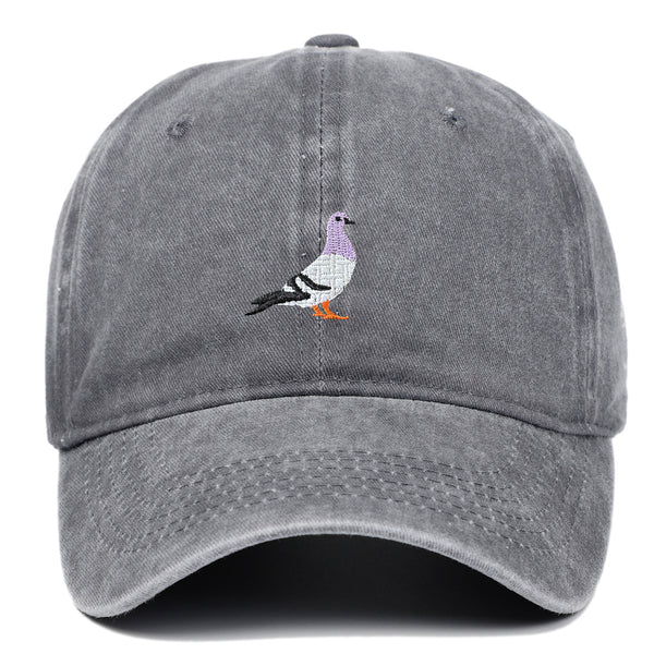 Pigeon Embroidered Washed Sun Hat