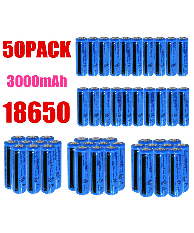 50&100pcs  Battery 3.7V Rechargerable Li-ion 3000mAh 18650 Batteries For Torch Flashlight Laser Headlamp