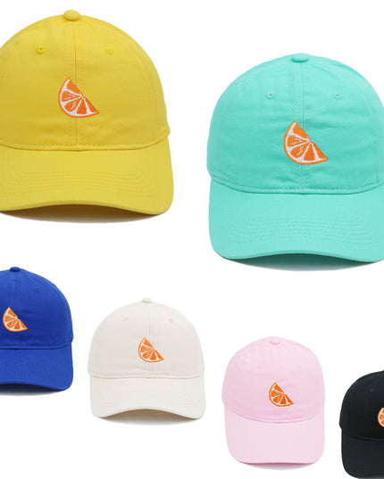 Orange Embroidered Baseball Cap Women's Cotton Soft Top