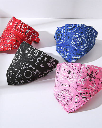 Adjustable Collar For Pet Triangle Print Saliva Towel