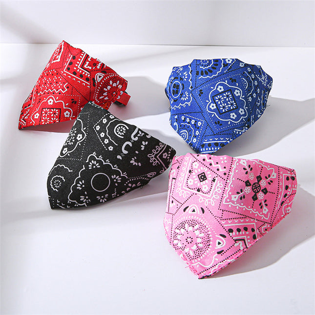 Adjustable Collar For Pet Triangle Print Saliva Towel