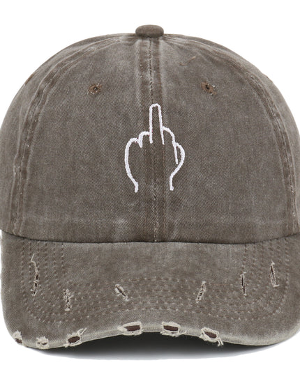 Retro Gesture Embroidered Peaked Cap Women's Make Old Ripped Baseball