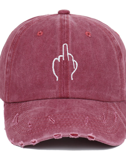 Retro Gesture Embroidered Peaked Cap Women's Make Old Ripped Baseball