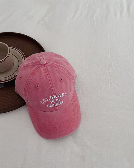 Vintage Distressed Baseball Cap With Embroidered Letters For Kids