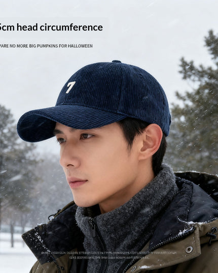 Mens Wide-Brim Corduroy Baseball Cap Stylish And Versatile