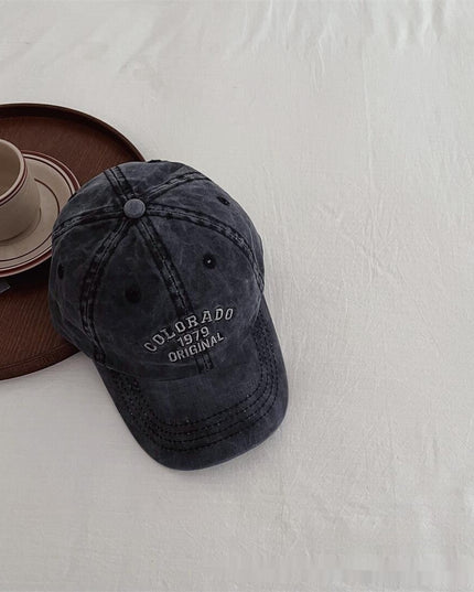 Vintage Distressed Baseball Cap With Embroidered Letters For Kids