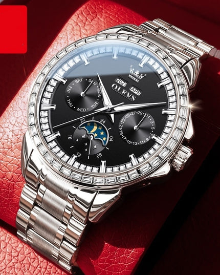 Multi-functional Men's Diamond-embedded Automatic Mechanical Watch