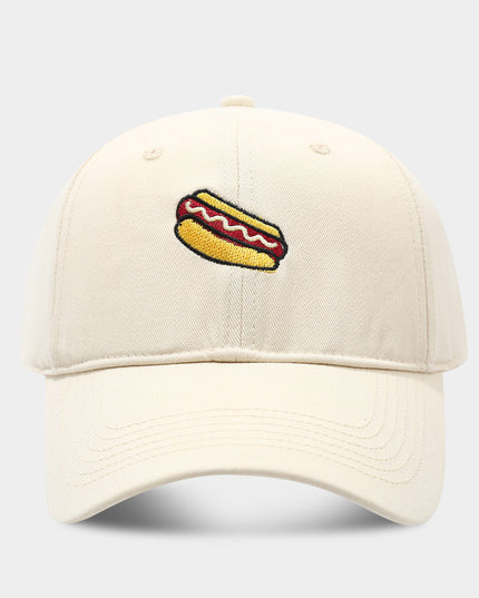 Hot Dog Embroidery Pattern Soft Top Peak Cap