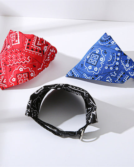 Adjustable Collar For Pet Triangle Print Saliva Towel