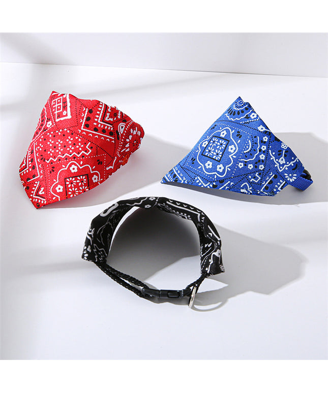 Adjustable Collar For Pet Triangle Print Saliva Towel